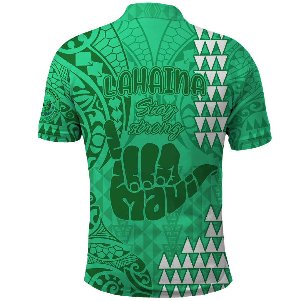 Strong Maui Polo Shirt Good Living Hawaii with Shaka Sign Kakau Tribal Green LT9 - Polynesian Pride