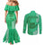 Personalised Strong Maui Couples Matching Mermaid Dress and Long Sleeve Button Shirts Good Living Hawaii with Shaka Sign Kakau Tribal Green LT9 - Polynesian Pride