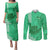 Personalised Strong Maui Couples Matching Puletasi Dress and Long Sleeve Button Shirts Good Living Hawaii with Shaka Sign Kakau Tribal Green LT9 Green - Polynesian Pride