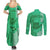 Personalised Strong Maui Couples Matching Summer Maxi Dress and Long Sleeve Button Shirts Good Living Hawaii with Shaka Sign Kakau Tribal Green LT9 - Polynesian Pride