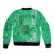 Personalised Strong Maui Sleeve Zip Bomber Jacket Good Living Hawaii with Shaka Sign Kakau Tribal Green LT9 - Polynesian Pride