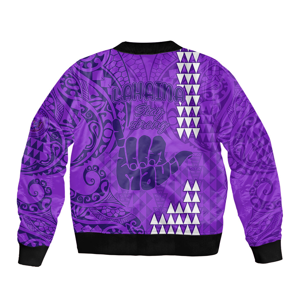 Strong Maui Bomber Jacket Good Living Hawaii with Shaka Sign Kakau Tribal Purple LT9 - Polynesian Pride