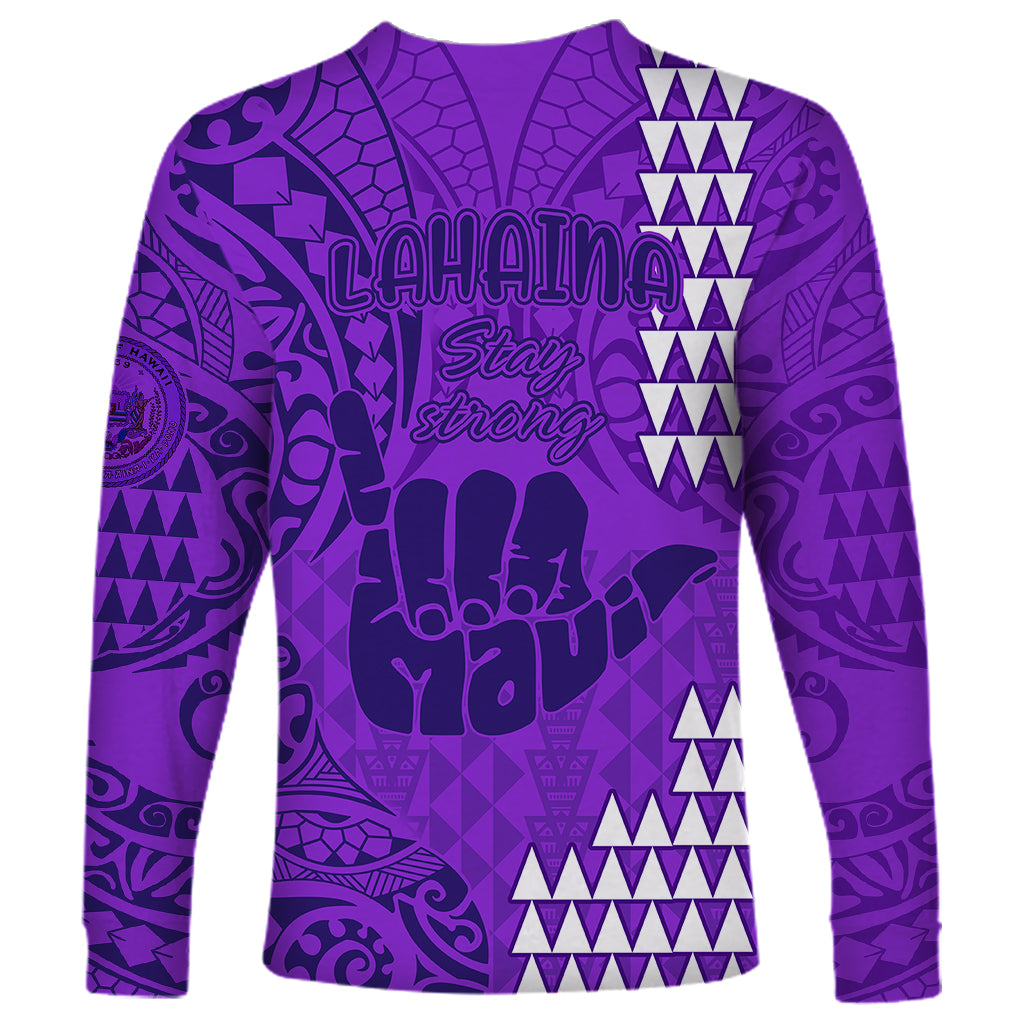 Strong Maui Long Sleeve Shirt Good Living Hawaii with Shaka Sign Kakau Tribal Purple LT9 - Polynesian Pride