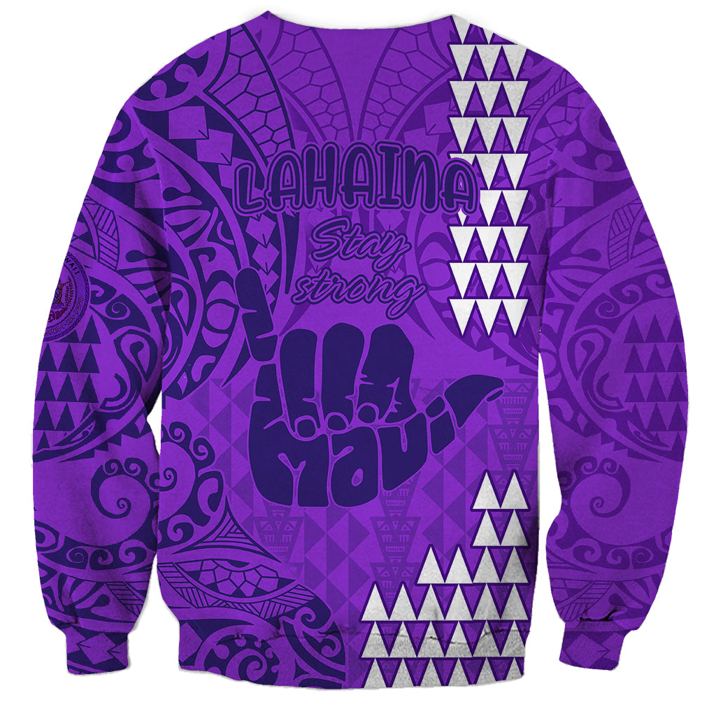 Strong Maui Sweatshirt Good Living Hawaii with Shaka Sign Kakau Tribal Purple LT9 - Polynesian Pride