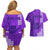 Personalised Strong Maui Couples Matching Off Shoulder Short Dress and Hawaiian Shirt Good Living Hawaii with Shaka Sign Kakau Tribal Purple LT9 - Polynesian Pride