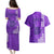 Personalised Strong Maui Couples Matching Puletasi Dress and Hawaiian Shirt Good Living Hawaii with Shaka Sign Kakau Tribal Purple LT9 - Polynesian Pride