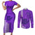 Personalised Strong Maui Couples Matching Short Sleeve Bodycon Dress and Long Sleeve Button Shirts Good Living Hawaii with Shaka Sign Kakau Tribal Purple LT9 Purple - Polynesian Pride