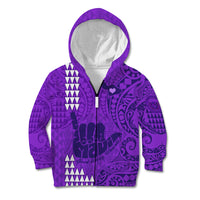 Personalised Strong Maui Kid Hoodie Good Living Hawaii with Shaka Sign Kakau Tribal Purple LT9 Zip Hoodie Purple - Polynesian Pride