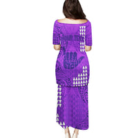 Personalised Strong Maui Puletasi Good Living Hawaii with Shaka Sign Kakau Tribal Purple LT9 - Polynesian Pride