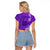 Personalised Strong Maui Raglan Cropped T Shirt Good Living Hawaii with Shaka Sign Kakau Tribal Purple LT9 - Polynesian Pride