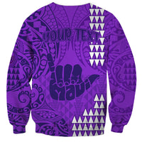 Personalised Strong Maui Sweatshirt Good Living Hawaii with Shaka Sign Kakau Tribal Purple LT9 - Polynesian Pride