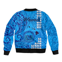 Maui Island Bomber Jacket Kakau Tribal Mixed Polynesian Pattern Blue LT9 - Polynesian Pride