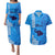 Maui Island Couples Matching Puletasi Dress and Hawaiian Shirt Kakau Tribal Mixed Polynesian Pattern Blue LT9 Blue - Polynesian Pride
