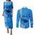 Maui Island Couples Matching Puletasi Dress and Long Sleeve Button Shirts Kakau Tribal Mixed Polynesian Pattern Blue LT9 Blue - Polynesian Pride