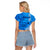 Maui Island Raglan Cropped T Shirt Kakau Tribal Mixed Polynesian Pattern Blue LT9 - Polynesian Pride