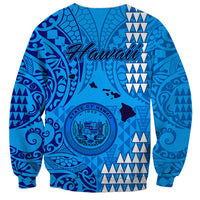 Maui Island Sweatshirt Kakau Tribal Mixed Polynesian Pattern Blue LT9 - Polynesian Pride