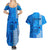 Personalised Maui Island Couples Matching Summer Maxi Dress and Hawaiian Shirt Kakau Tribal Mixed Polynesian Pattern Blue LT9 - Polynesian Pride