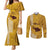 Maui Island Couples Matching Mermaid Dress and Long Sleeve Button Shirts Kakau Tribal Mixed Polynesian Pattern Gold LT9 Gold - Polynesian Pride