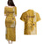 Maui Island Couples Matching Puletasi Dress and Hawaiian Shirt Kakau Tribal Mixed Polynesian Pattern Gold LT9 - Polynesian Pride
