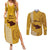 Maui Island Couples Matching Summer Maxi Dress and Long Sleeve Button Shirts Kakau Tribal Mixed Polynesian Pattern Gold LT9 Gold - Polynesian Pride