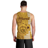 Maui Island Men Tank Top Kakau Tribal Mixed Polynesian Pattern Gold LT9 - Polynesian Pride