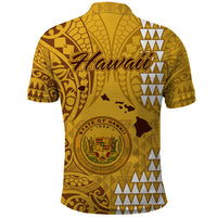 Maui Island Polo Shirt Kakau Tribal Mixed Polynesian Pattern Gold LT9 - Polynesian Pride