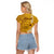 Maui Island Raglan Cropped T Shirt Kakau Tribal Mixed Polynesian Pattern Gold LT9 - Polynesian Pride