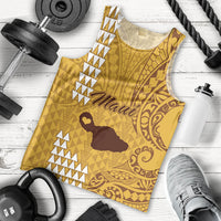 Personalised Maui Island Men Tank Top Kakau Tribal Mixed Polynesian Pattern Gold LT9 Gold - Polynesian Pride