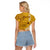 Personalised Maui Island Raglan Cropped T Shirt Kakau Tribal Mixed Polynesian Pattern Gold LT9 - Polynesian Pride
