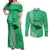 Maui Island Couples Matching Off Shoulder Maxi Dress and Long Sleeve Button Shirts Kakau Tribal Mixed Polynesian Pattern Green LT9 Green - Polynesian Pride