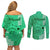 Maui Island Couples Matching Off Shoulder Short Dress and Long Sleeve Button Shirts Kakau Tribal Mixed Polynesian Pattern Green LT9 - Polynesian Pride