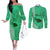 Maui Island Couples Matching Off The Shoulder Long Sleeve Dress and Long Sleeve Button Shirts Kakau Tribal Mixed Polynesian Pattern Green LT9 Green - Polynesian Pride