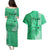 Maui Island Couples Matching Puletasi Dress and Hawaiian Shirt Kakau Tribal Mixed Polynesian Pattern Green LT9 - Polynesian Pride