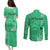 Maui Island Couples Matching Puletasi Dress and Long Sleeve Button Shirts Kakau Tribal Mixed Polynesian Pattern Green LT9 - Polynesian Pride