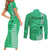 Maui Island Couples Matching Short Sleeve Bodycon Dress and Long Sleeve Button Shirts Kakau Tribal Mixed Polynesian Pattern Green LT9 - Polynesian Pride