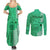 Maui Island Couples Matching Summer Maxi Dress and Long Sleeve Button Shirts Kakau Tribal Mixed Polynesian Pattern Green LT9 - Polynesian Pride