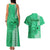 Maui Island Couples Matching Tank Maxi Dress and Hawaiian Shirt Kakau Tribal Mixed Polynesian Pattern Green LT9 - Polynesian Pride
