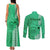 Maui Island Couples Matching Tank Maxi Dress and Long Sleeve Button Shirts Kakau Tribal Mixed Polynesian Pattern Green LT9 - Polynesian Pride