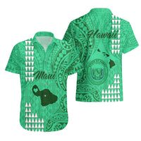 Maui Island Hawaiian Shirt Kakau Tribal Mixed Polynesian Pattern Green LT9 - Polynesian Pride
