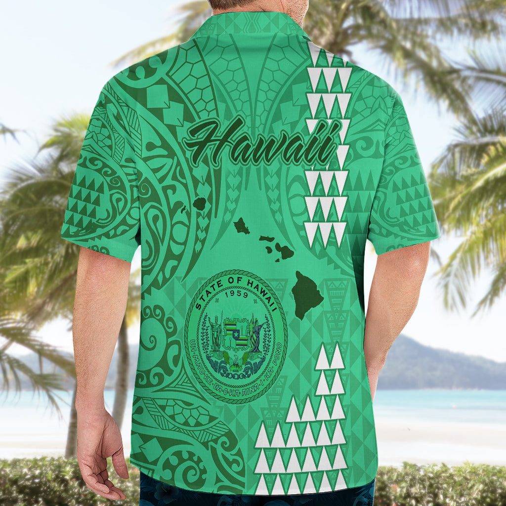 Maui Island Hawaiian Shirt Kakau Tribal Mixed Polynesian Pattern Green LT9 - Polynesian Pride