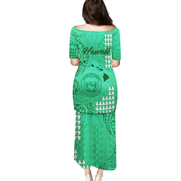 Kosrae Puletasi Kakau Style Turquoise main image 0