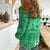 Maui Island Women Casual Shirt Kakau Tribal Mixed Polynesian Pattern Green LT9 - Polynesian Pride