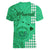 Maui Island Women V Neck T Shirt Kakau Tribal Mixed Polynesian Pattern Green LT9 - Polynesian Pride