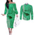 Personalised Maui Island Couples Matching Off The Shoulder Long Sleeve Dress and Long Sleeve Button Shirts Kakau Tribal Mixed Polynesian Pattern Green LT9 Green - Polynesian Pride