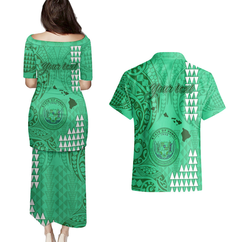 Personalized Cook Islands Rarotonga Couples Matching Puletasi Dress and Hawaiian Shirt Coat Of Arms Plumeria Polynesian Turtle LT05 main image 1