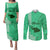 Personalised Maui Island Couples Matching Puletasi Dress and Long Sleeve Button Shirts Kakau Tribal Mixed Polynesian Pattern Green LT9 Green - Polynesian Pride
