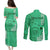 Personalised Maui Island Couples Matching Puletasi Dress and Long Sleeve Button Shirts Kakau Tribal Mixed Polynesian Pattern Green LT9 - Polynesian Pride