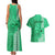 Personalised Maui Island Couples Matching Tank Maxi Dress and Hawaiian Shirt Kakau Tribal Mixed Polynesian Pattern Green LT9 - Polynesian Pride
