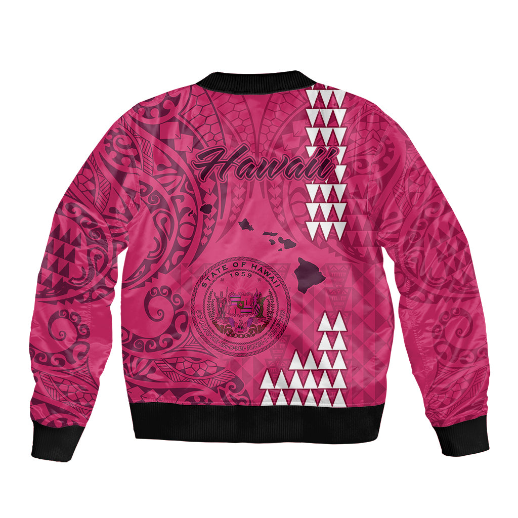 Maui Island Bomber Jacket Kakau Tribal Mixed Polynesian Pattern Pink LT9 - Polynesian Pride