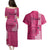 Maui Island Couples Matching Puletasi Dress and Hawaiian Shirt Kakau Tribal Mixed Polynesian Pattern Pink LT9 - Polynesian Pride